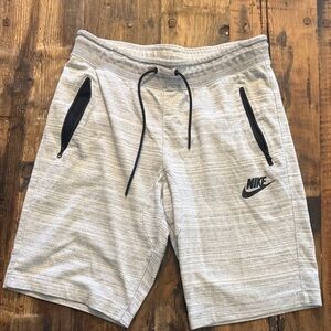 Nike Light Gray Athletic Knit Shorts with Black Accents